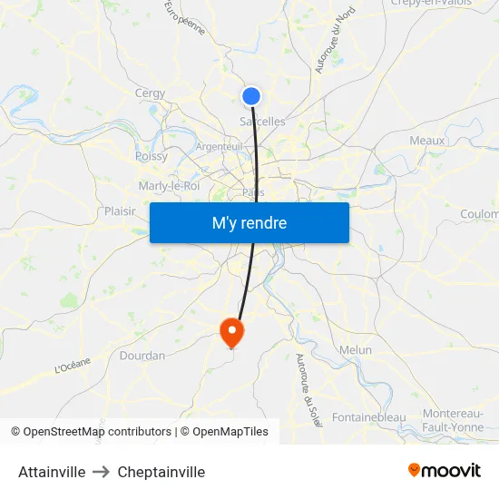 Attainville to Cheptainville map