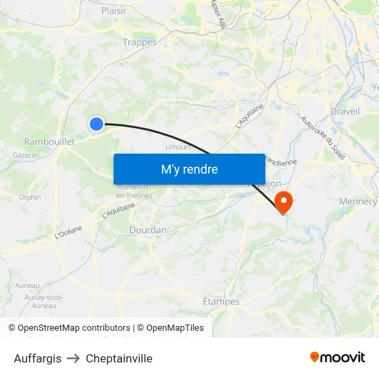 Auffargis to Cheptainville map