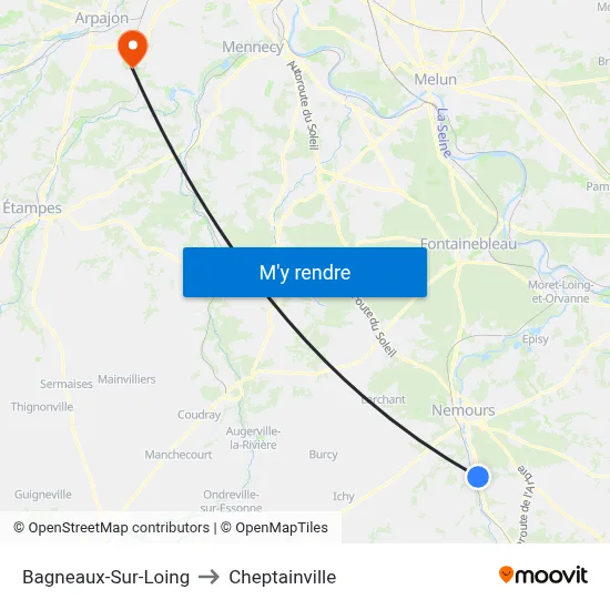 Bagneaux-Sur-Loing to Cheptainville map