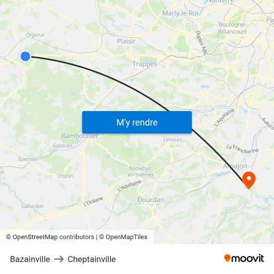 Bazainville to Cheptainville map