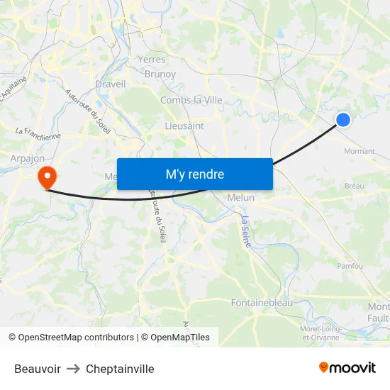 Beauvoir to Cheptainville map