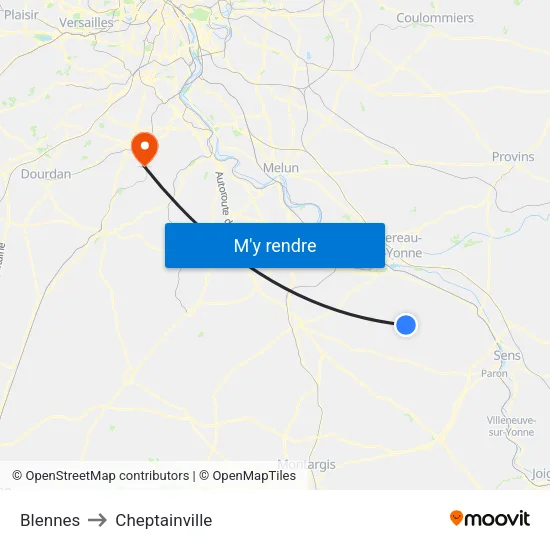 Blennes to Cheptainville map