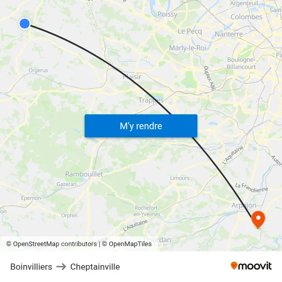 Boinvilliers to Cheptainville map