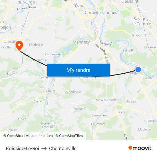 Boissise-Le-Roi to Cheptainville map