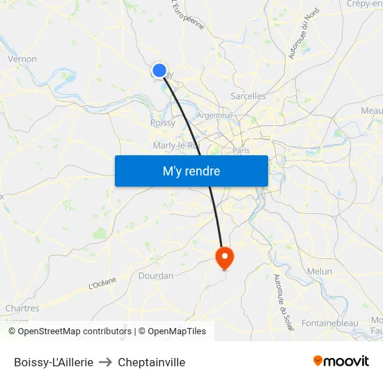 Boissy-L'Aillerie to Cheptainville map