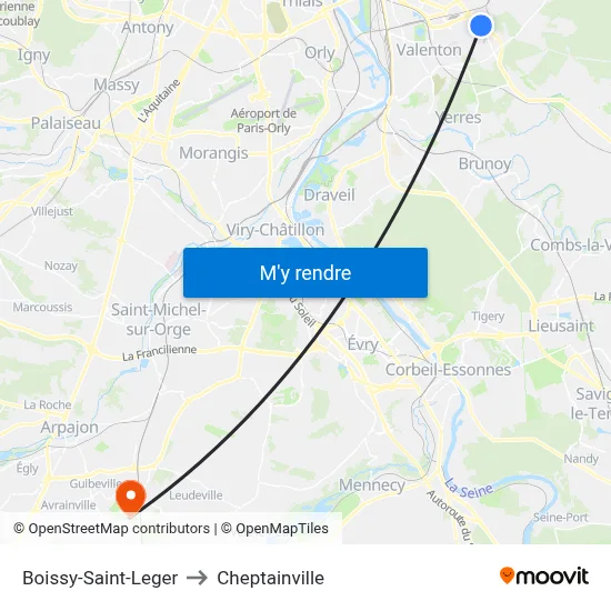 Boissy-Saint-Leger to Cheptainville map