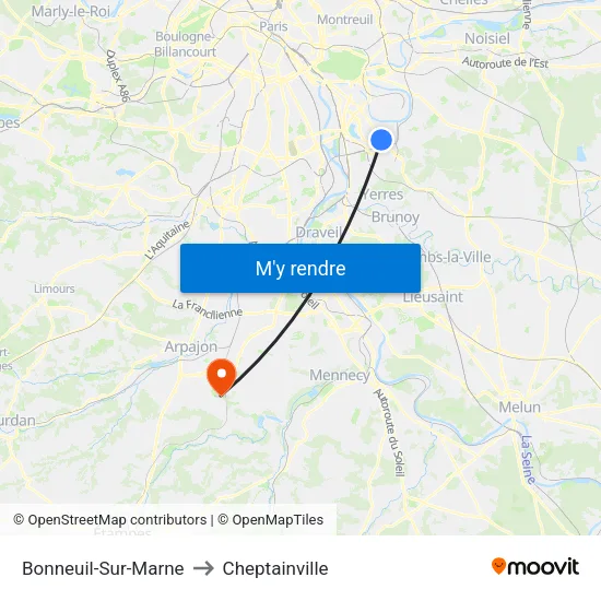 Bonneuil-Sur-Marne to Cheptainville map