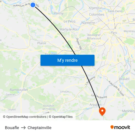 Bouafle to Cheptainville map