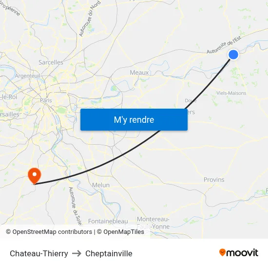Chateau-Thierry to Cheptainville map