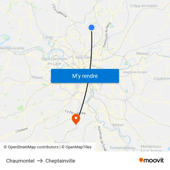 Chaumontel to Cheptainville map