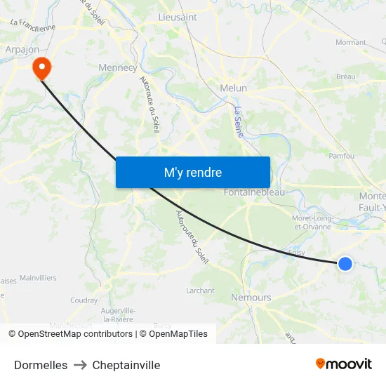 Dormelles to Cheptainville map