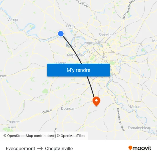 Evecquemont to Cheptainville map