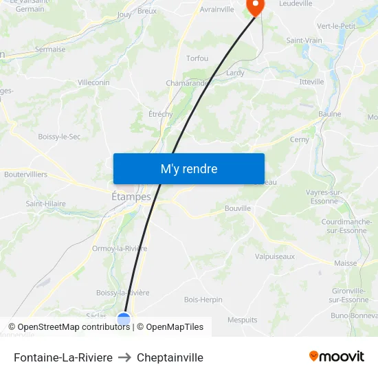 Fontaine-La-Riviere to Cheptainville map