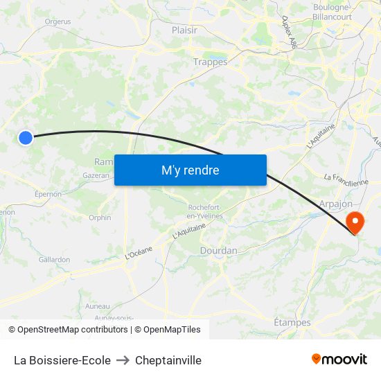 La Boissiere-Ecole to Cheptainville map