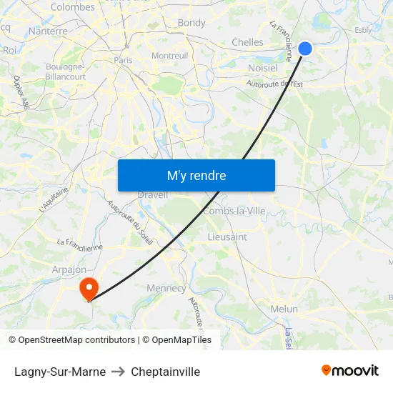 Lagny-Sur-Marne to Cheptainville map