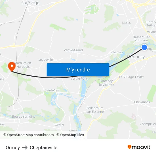 Ormoy to Cheptainville map