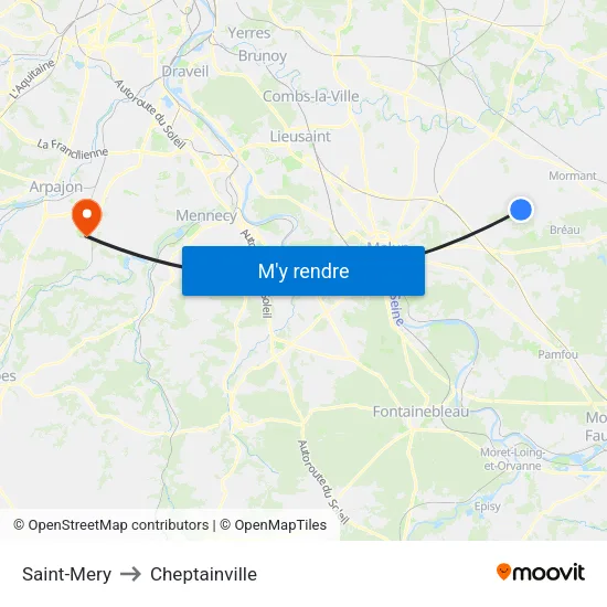Saint-Mery to Cheptainville map