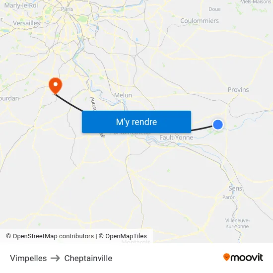 Vimpelles to Cheptainville map
