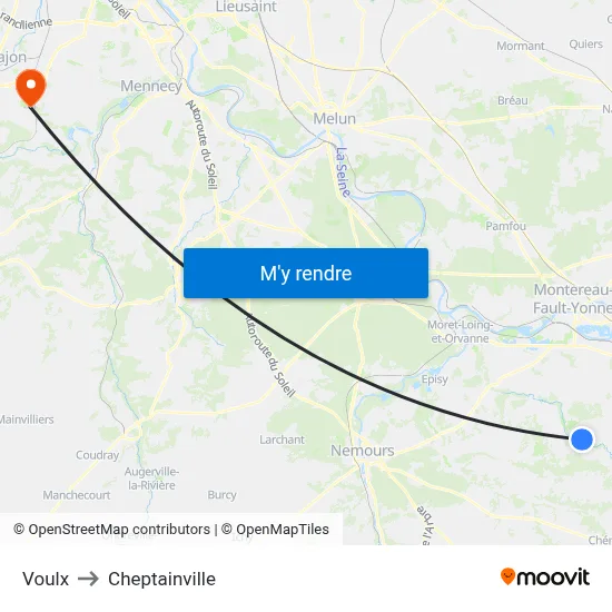 Voulx to Cheptainville map