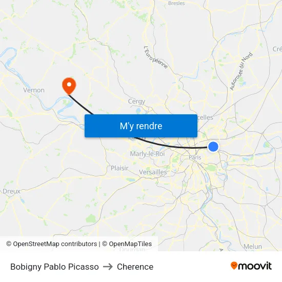 Bobigny Pablo Picasso to Cherence map