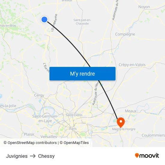 Juvignies to Chessy map