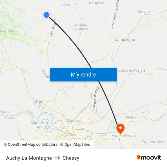 Auchy-La-Montagne to Chessy map