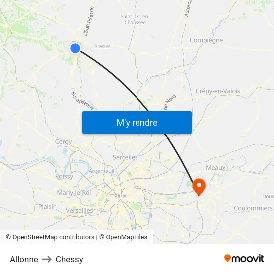 Allonne to Chessy map
