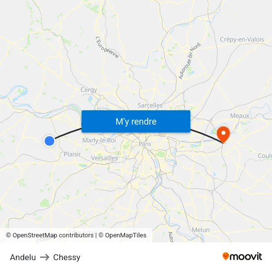 Andelu to Chessy map