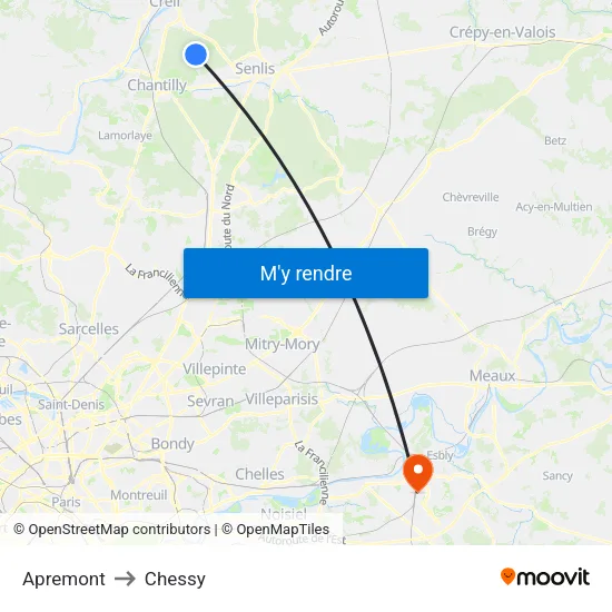 Apremont to Chessy map