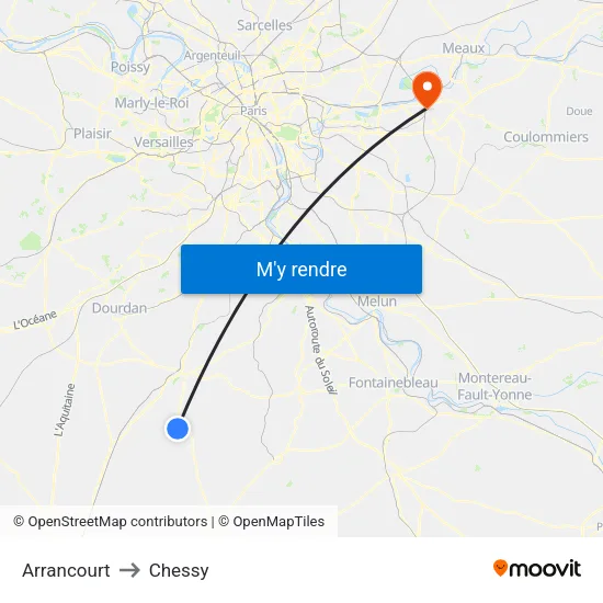Arrancourt to Chessy map