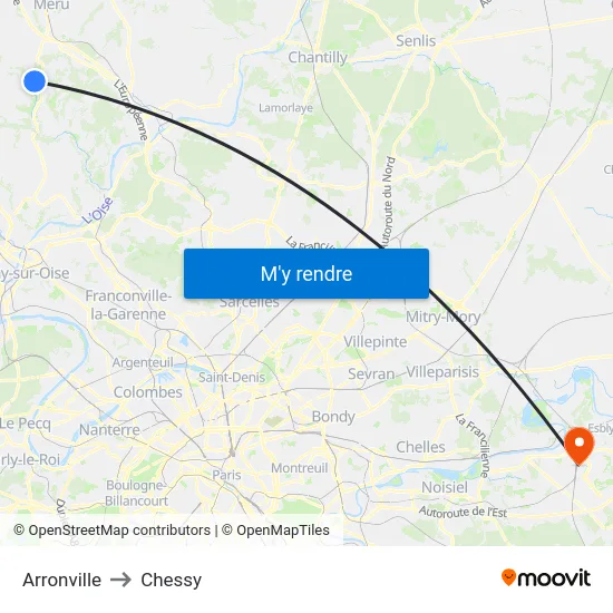 Arronville to Chessy map