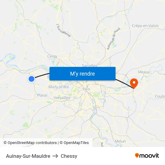 Aulnay-Sur-Mauldre to Chessy map