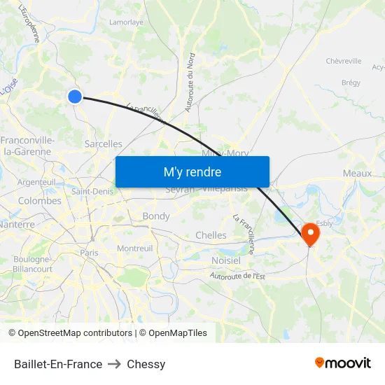 Baillet-En-France to Chessy map