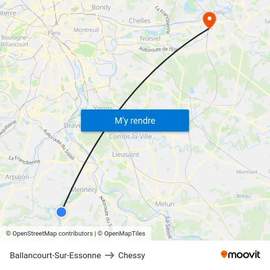 Ballancourt-Sur-Essonne to Chessy map