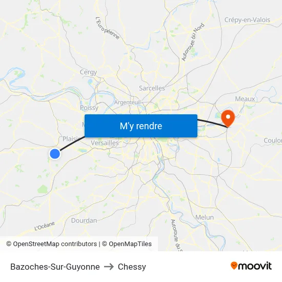 Bazoches-Sur-Guyonne to Chessy map