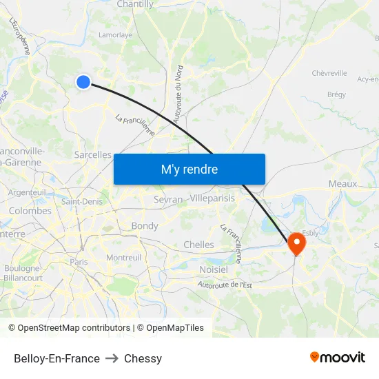 Belloy-En-France to Chessy map