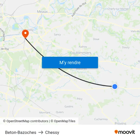 Beton-Bazoches to Chessy map