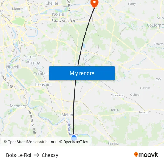 Bois-Le-Roi to Chessy map