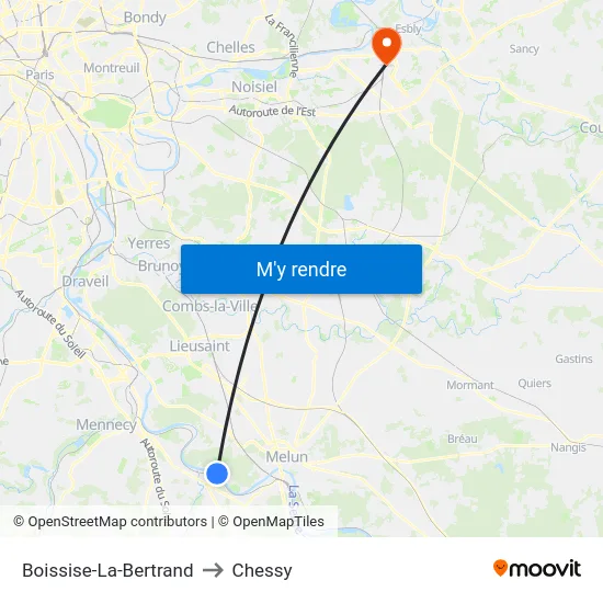 Boissise-La-Bertrand to Chessy map