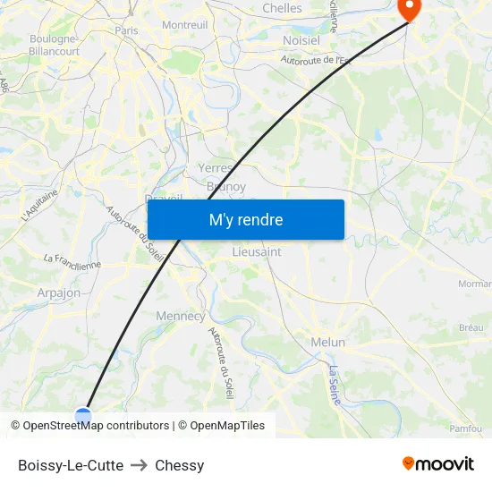Boissy-Le-Cutte to Chessy map