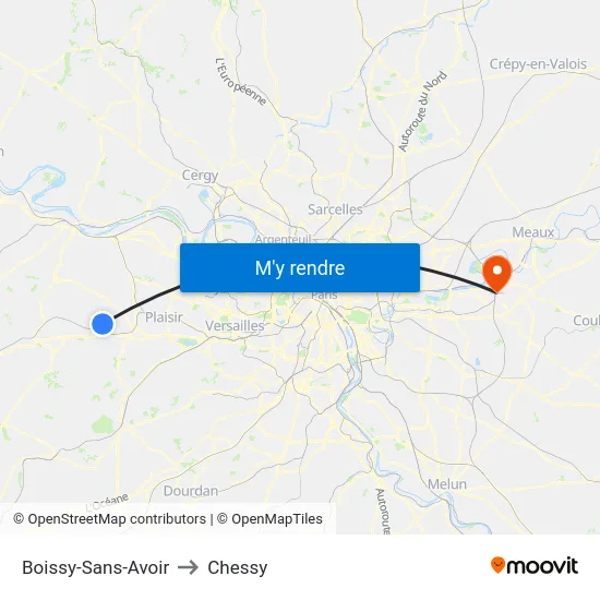 Boissy-Sans-Avoir to Chessy map