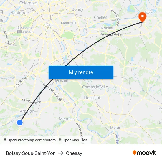 Boissy-Sous-Saint-Yon to Chessy map