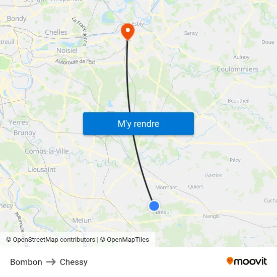 Bombon to Chessy map
