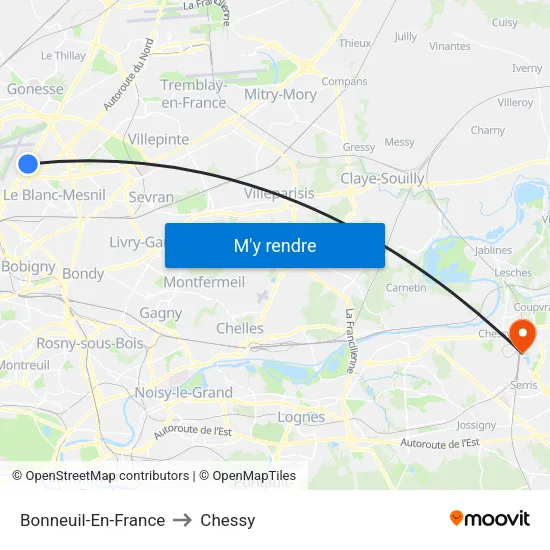 Bonneuil-En-France to Chessy map