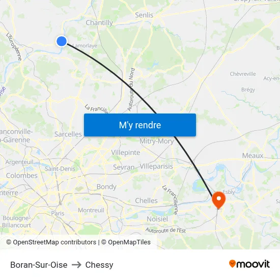 Boran-Sur-Oise to Chessy map