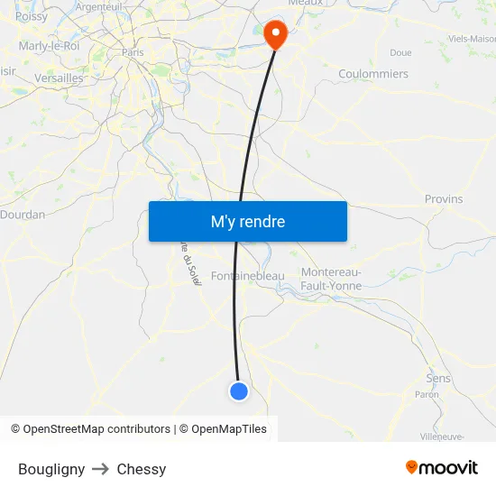 Bougligny to Chessy map