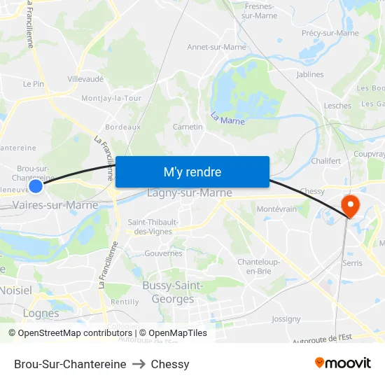 Brou-Sur-Chantereine to Chessy map