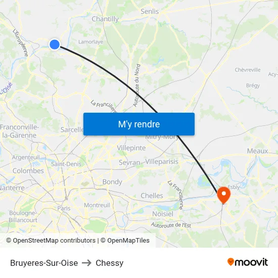 Bruyeres-Sur-Oise to Chessy map