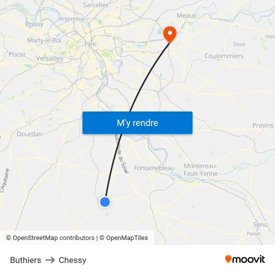 Buthiers to Chessy map