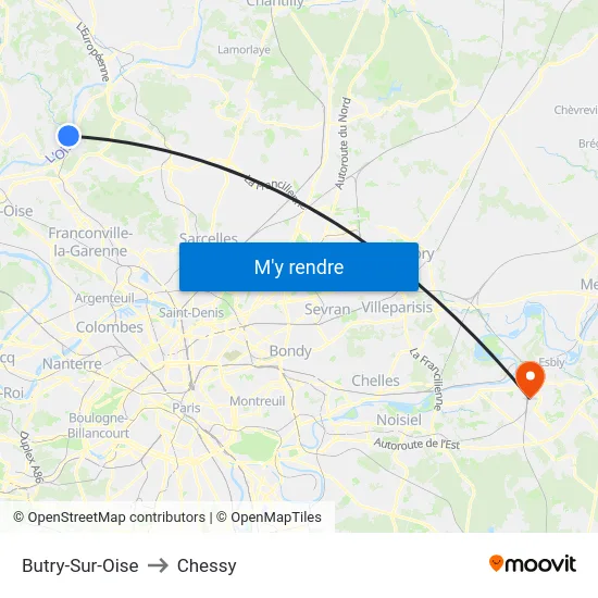 Butry-Sur-Oise to Chessy map